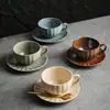 Tazas creativas estilo japonés para latte art transfronterizas, juego de tazas de café de cerámica estilo nórdico, tazas vintage, tazas de té y platillos para uso doméstico