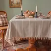 Toalha de mesa estilo Ins para café, à prova d'água e de óleo, toalha de mesa de jantar sem lavagem, toalha de mesa retangular de algodão e linho de cor sólida para mesa de cabeceira