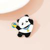 Design original Sports Panda Broche Fitness Halterofilismo Artes marciais Halteres Bonito Desenho Animado National Tide Souvenir Acessórios