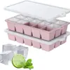 Bandeja de cubitos de hielo grande más vendida con tapa, Bandeja de hielo para conservación de sopa congelada de 4 compartimentos, Molde de hielo cuadrado de silicona para alimentos congelados de 15 compartimentos