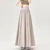 Foto Real de Falda de Traje plisada para Mujer, Novedad Primavera/Verano 2026 Cintura Alta Adelgazante Fluida Línea A Acampanada Larga
