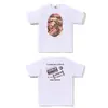 Marca Japonesa de Roupas Masculinas Tendência Edição Limitada Dia dos Namorados Camiseta de Gola Redonda com Mangas Curtas e Estampa de Cabeça de Macaco