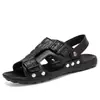 Sandálias Plus Size Verão Masculinas Novas Chinelos Preguiçosos PU Texturizado Desgaste Viagem Dirigir Exterior Praia Sapatos Masculinos