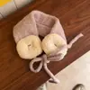 Orejeras de Peluche de Terciopelo de Cordero con Bloques de Color Estilo Coreano para Mujer en Invierno, Calientes y a Prueba de Frío Protección para los Oídos para Ciclismo, Bolsas para los Oídos con Cordones, Orejeras de Moda