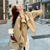 Chaqueta Corta Impermeable Khaki para Mujer Petite Otoño Nuevo Estilo Coreano de Gama Alta Casual Versátil Chaqueta con Cuello Alto