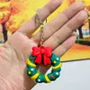 Chaveiro Série Papai Noel de Borracha Macia 3D Desenho Animado Pingente de Sacola de Presente Criativa de Feriado Caixa Surpresa
