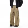 En Stock Pantalones de Trabajo de Algodón Estilo High Street Americano Nuevo para Primavera y Otoño con Parches, Pantalones Rectos de Moda Geniales y de Gama Alta para Hombre