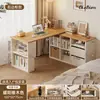 Mesa de canto em madeira maciça para uso doméstico, escrivaninha de estudo e escrita com estante, mesa integrada, penteadeira de quarto, mesa de computador em L ao lado da cama