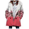 Venda quente transfronteiriça 2023 novo trench coat feminino inverno engrossado estilo europeu e americano folha padrão casaco com capuz atacado