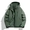 Chaqueta de una sola capa para exteriores, traje de montañismo a bloques de color para parejas, chaqueta tipo concha impermeable con capucha desmontable, unisex