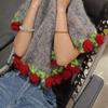Manta Tejida a Crochet con Flor de Lana Hecha a Mano Regalo Creativo Manta de Rosa Producto Terminado Manta de Nuevo Ramo Cálida y Cómoda