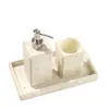 Toalha de Papel Estilo Wabi-Sabi Transfronteiriço Conjunto de Artigos de Higiene Pessoal de Luxo em Travertino Banheiro Armazenamento de Banheiro Modelo de Hotel Conjunto de Quatro Peças