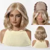 Peluca Completa de Seda Importada Mono Se Puede Peinar Libremente, Peluca Bob Gris Natural Realista en Degradado para Mujeres Cobertura Completa de Cabeza