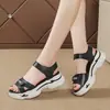 Sandalias Deportivas de Viento para Playa Estudiantes Cómodas Todas las Combinaciones Sandalias para Mujer Verano 2024 Nuevas Sandalias de Suela Gruesa con Velcro para Mujer