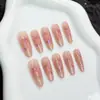 Unhas Usáveis de Gipsofila Rosa Desejo Puro Clareamento Gradiente Olho de Gato Blush 30 Peças Pontas de Unha Atacado