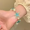 [Azul Marinho] Novo e Fashionável Bracelete de Estrela do Mar Azul, Estilo Resort à Beira-Mar, Pequeno Bracelete de Pedras Fashion de Alta Qualidade