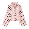 Ropa de mujer de manga larga con lunares para comercio exterior, estilo europeo y americano, chaqueta casual de corte holgado con cuello alto, versátil al por mayor ZR