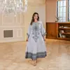 Vestido Longo de Estamparia a Quente com Strass, Impressão Única em Quatro Lados, Bainha Larga Luxuosa, Saia Elegante, Fábrica, Feito Sob Medida
