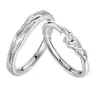 Anéis de Casal Novo Estilo com Galhos Entrelaçados, Unissex, Design de Nicho, Sensação de Luxo, Cravejados com Diamantes, Românticos, Anéis Ajustáveis