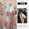 Lingerie sexy para mulheres com pouco busto, realçando a linha do busto e criando uma aparência maior, com estampa floral e sutiã doce de barbatanas com bojo, afinando a cintura e criando uma silhueta esguia