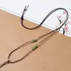 Colgante hecho a mano DIY con cordón de cuero, accesorio ajustable para hombre, colgante de jade, cordón para clavícula, cadena para suéter para mujer