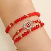 Pulsera de ojo turco de venta caliente en Amazon, pulsera tejida azul de la suerte retro de nicho, ajustable, traje de tres piezas