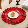 Mantel individual de algodón lavado de color sólido con borde de volantes, redondo, simple, para servilleta, aislante térmico, venta caliente de nuevos productos transfronterizos