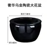 Jarrón Grande de Cerámica Negra Glaseada de Jingdezhen para Sala de Estar, Método Tradicional para Criar Peces, Koi, Nenúfares, Jarrón de Loto, Fabricante de Jarrón Negro Dorado Feng Shui