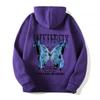 Sudadera casual con capucha de moda con letras nuevas de exportación europea y americana 2024 con mariposas multicolores