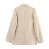 Colección Otoño 2026: Moda Urbana Transfronteriza Europea y Americana para Mujer Blazer de Mezcla de Lino de un Botón w025 12790