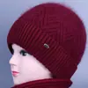 Invierno Nuevo Estilo Sombrero de Lana para Mujer Sombrero para Personas de Mediana Edad y Mayores Cálido Plus Terciopelo Engrosado Sombrero de Punto Estilo Mamá Impermeable de Algodón