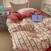 Set de Regreso a Clases: Juego de cuatro piezas para estudiante de algodón puro de 40 hilos con estampados lindos, funda de edredón de algodón 100% amigable con la piel, ropa de cama específica para dormitorio