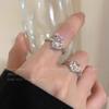 Anillo abierto de circonita con lazo de amor para mujer, dulce, moderno, combinable, distintivo, de alta gama, de moda.