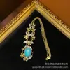 Estilo Occidental Cobre Antiguo Chapado en Oro de 18K, Diseño Bicolor Vintage Oro y Plata, Collar de Vid de Flor Turquesa