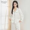 Pijama Pesado de Seda 19mm para Mulheres Primavera/Verão 2026 Manga Longa Calça Longa Conjunto de Loungewear 100% Seda de Amora