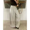 Pantalones casuales sofisticados de estilo 'old money' de lujo ligero con un diseño de cintura color block, pantalones de pierna ancha hasta el suelo, modernos y versátiles