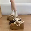 Zapatos de Algodón para Nieve con Suela Gruesa, Cierre de Velcro, Lazo, para Mujer, Nuevo Invierno 2026, Acolchados con Felpa, Cálidos, Mocasines, Zapatos Peludos