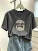 2026 Verano Nuevo Estilo Coreano Moda Versátil Tie-Dye Azul Top Algodón Puro Hombro Normal Cuello Redondo Manga Corta Camiseta para Mujer
