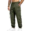 2026 Amazon Más Vendido Otoño Sencillo Retro Americano Gabardina Casual para Viajar Pantalones Jogger Cargo de Múltiples Bolsillos