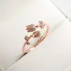 Anillo Cruzado Esmalte Serpiente Pareja Espina Flor de Cuatro Hojas Corona Abierta Mariposa Diamante Tulipán Sirena
