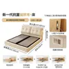 Cama de Casal Dupla de Veludo Chenille com Gaveta de Armazenamento Caixote Alto Cama de Tecido