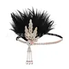 Diadema Retro Años 20 Diadema para el Cabello Fiesta Actuación Novia Baile de Graduación Tocado Diadema Pluma de Pavo Real Diadema Negra