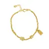 Pulseira de Ouro com Areia Vietnamita Contas a Laser Flor de Pessegueiro Bolsa da Sorte Pulseira Feminina Cobre Banhado a Ouro Joia Elegante de Alta Qualidade Que Não Desbota por Muito Tempo