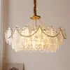 Nuevo Candelabro de Lujo Ligero Estilo Francés para Sala de Estar, Minimalista Postmoderno Estilo Italiano de Cristal Retro de Gama Alta para Dormitorio y Comedor