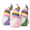 Muñeco Gnomo de Pascua sin Rostro de Tela Adorno Sombrero de Arcoíris Tejido Decoración de Rodolfo Hecho a Mano
