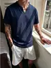 Camiseta casual y relajada de manga corta para hombre, colección de verano 2026, fresca y transpirable, con cuello en V pequeño y corte holgado