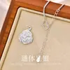 Colar de Flor de Rosa em Prata de Lei S990 Novo Estilo Chinês Fecho de Prata Moderno Versátil Presente para Ela Corrente da Clavícula