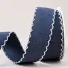 Borda Ondulada Borda Reta Gancho Cor Sólida Dupla Face Overlock Fita Jeans Laço DIY Acessório de Cabelo Decoração de Presente Fita