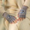 Luvas Femininas Direto da Fábrica em Estoque para Outono e Inverno, Pelúcia, Confortáveis, Amigáveis à Pele, Sem Dedos, Quentes, Adequadas para Estudantes, Escrita, Cobertura Flip de Meio Dedo