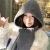 Gorro y Bufanda Todo en Uno, Gorro de Punto Otoño e Invierno para Mujer, Gorro Pasamontañas con Bufanda Integrada, Gorro de Lana Resistente al Frío y Cálido